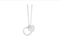 Silver necklace with a heart-shaped pendant.