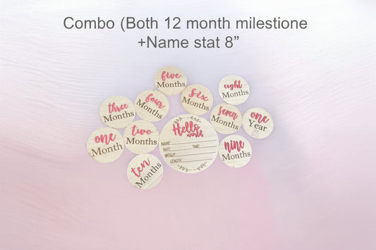 Baby Monthly Milestone Marker, 1-12 Month Baby milestone cards, Monthly Wooden Milestone Discs, Personalized Month Signs Baby Acrylic