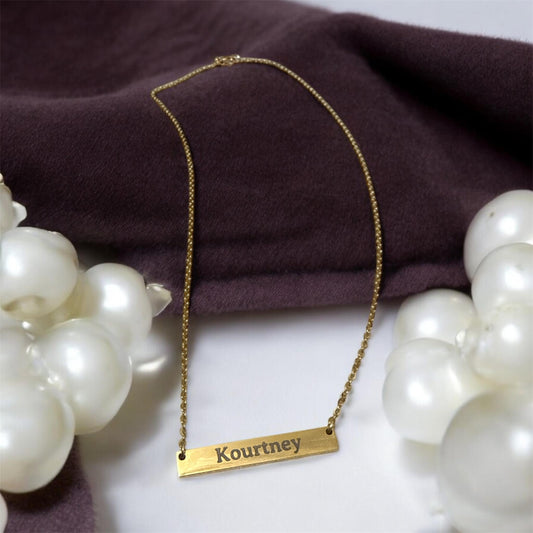 18K Gold PVD Stainless Steel Blank Bar Necklace / SBB0019- Gold, Stainless Steel, Rose