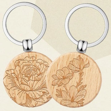 Rustic Round Engraved Keychain