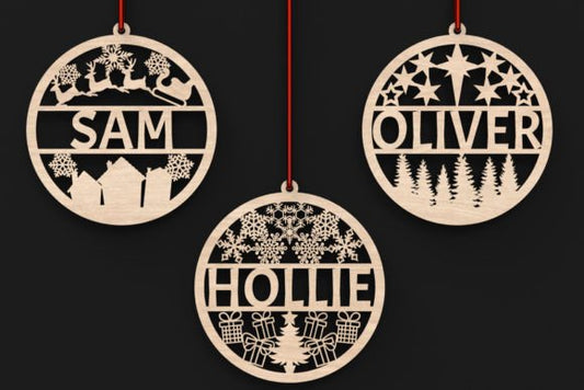 Christmas name ornaments- Names/Families- Reinder, Christmas tree, snow man