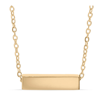 18K Gold PVD Stainless Steel Horizontal Mini Blank Bar Necklace / SBB0267- Gold and Stainless Steel
