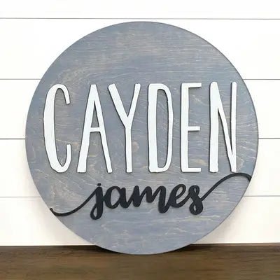 Baby Name Sign for Nursery 24" 3D Personalized Round Circle Newborn Round Wooden Nursery Name Sign, Above crib name sign for nursery, gift