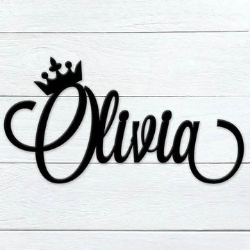 Crowned Custom Wood Name Sign- Personalized
