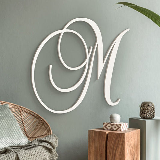 Custom Single Wood Letter Script Monogram – Elegant Personalized Wall Decor - Baby Shower, Nursery, Wedding Decor