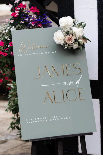 Personalized Acrylic Wedding Welcome Sign — 3D Mirror Name