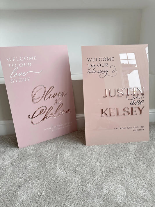 Personalized Acrylic Wedding Welcome Sign — 3D Mirror Name