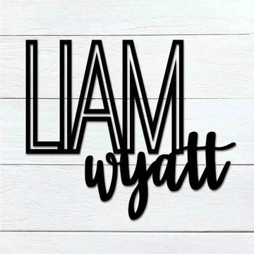 Modern Double Name Sign - Personalized