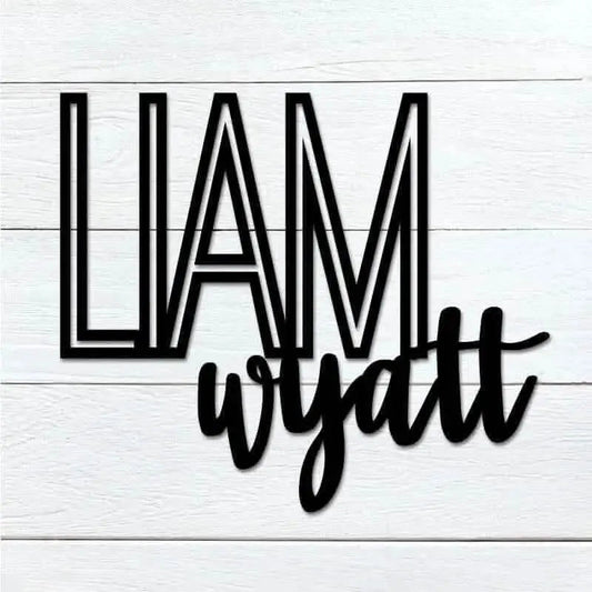 Modern Double Name Sign - Personalized