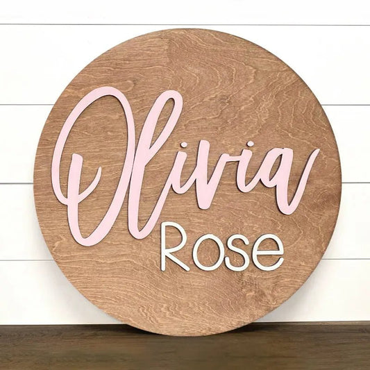 Nursery name sign, round name sign, above crib sign, 3d name sign, baby name sign, boy name sign, girl name sign, custom name sign