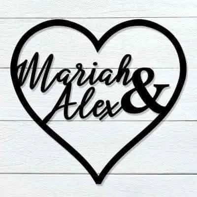 Personalized Heart Couples Wood Name Sign – Custom Wedding Sign for Ceremony and Home Decor - Personalized