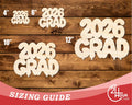 Unfinished Wood 2026 Grad Shape | DIY Craft Cutout | up to 46