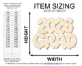 Unfinished Wood 2026 Grad Shape | DIY Craft Cutout | up to 46