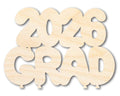 Unfinished Wood 2026 Grad Shape | DIY Craft Cutout | up to 46