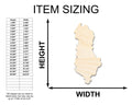 Unfinished Wood Albania Country Shape - Southeast Europe Craft - up to 46