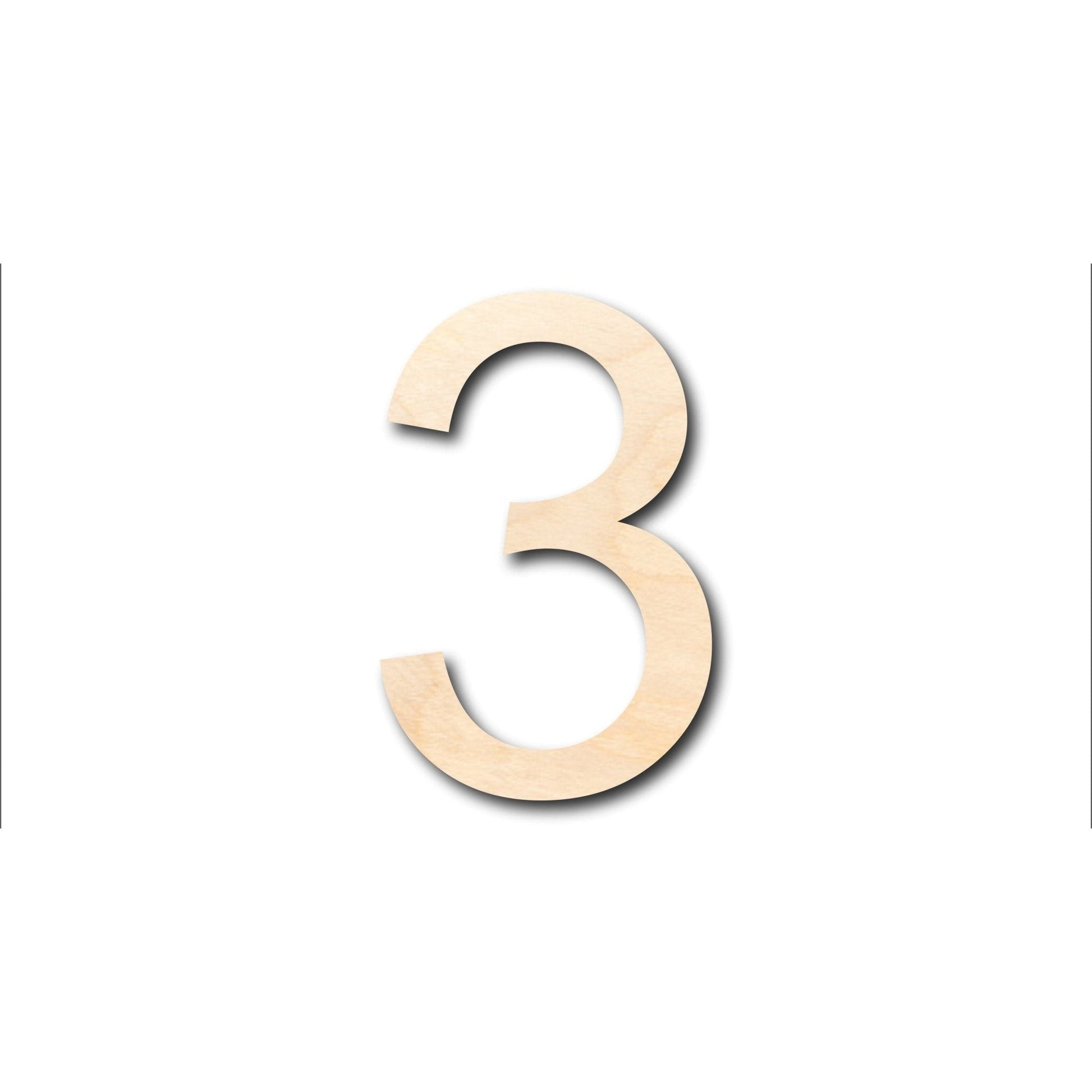 Unfinished Wood Arial Number 3 Shape - Craft - Wooden Cut Out Cutouts Blank DIY