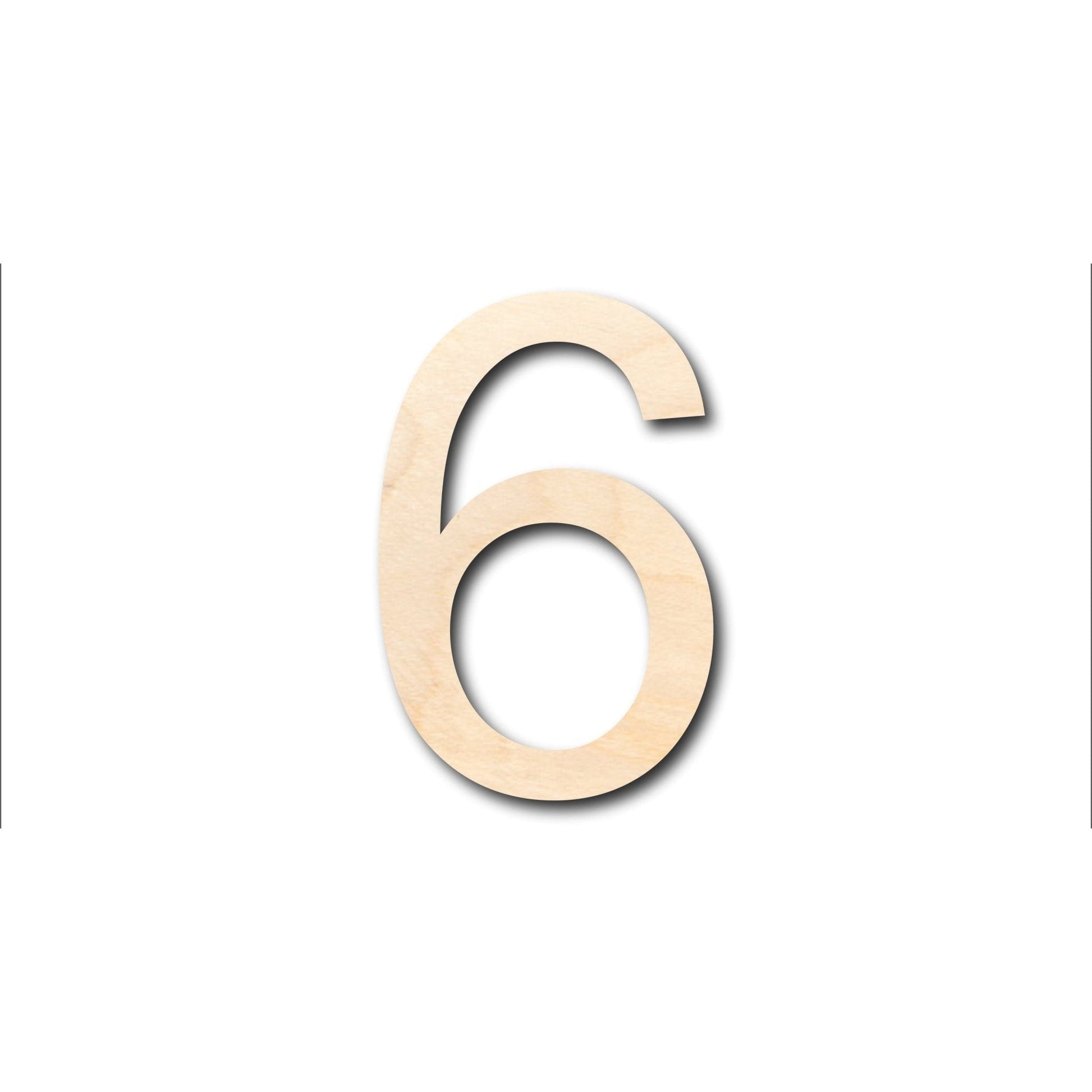 Unfinished Wood Arial Number 6 Shape - Craft - Wooden Cut Out Cutouts Blank DIY
