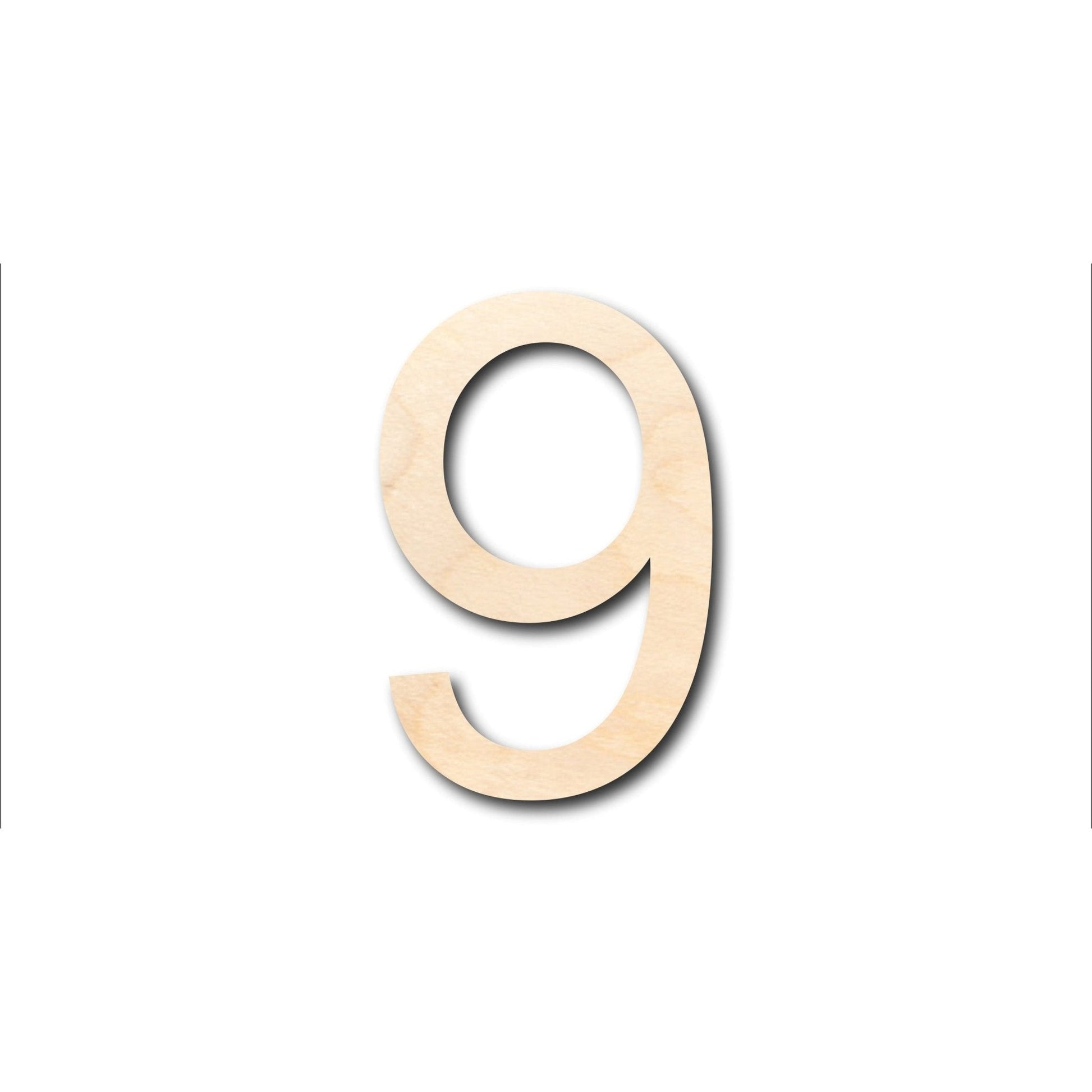 Unfinished Wood Arial Number 9 Shape - Craft - Wooden Cut Out Cutouts Blank DIY