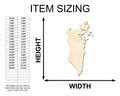 Unfinished Wood Bahrain Country Shape - Middle East Craft - up to 46
