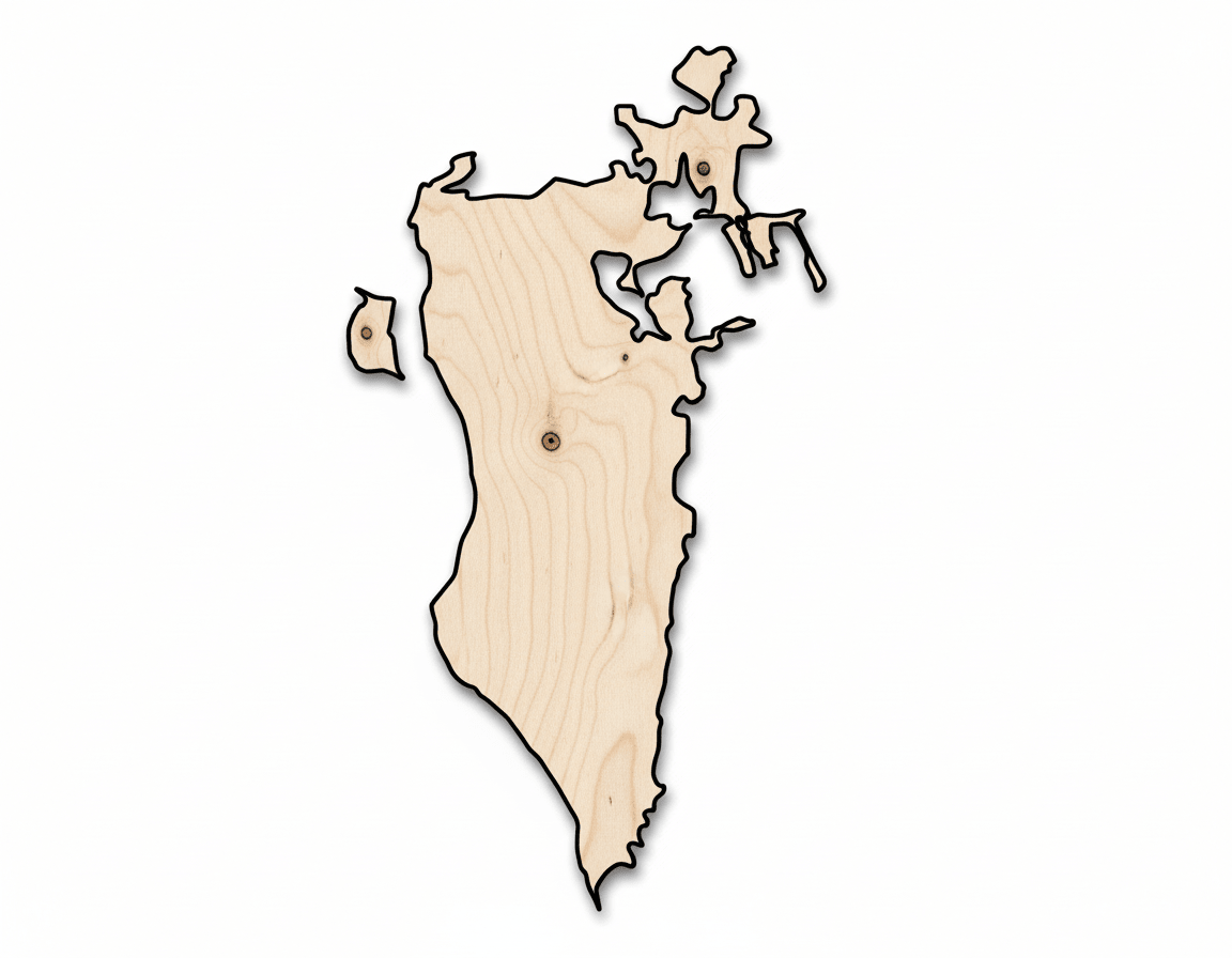 Unfinished Wood Bahrain Country Shape - Middle East Craft - up to 46" DIY