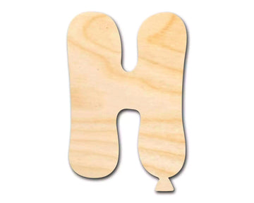 Unfinished Wood Balloon Letter H Shape | DIY Craft Cutout | Wooden Cut Out Cutouts Blank DIY