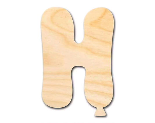 Unfinished Wood Balloon Letter H Shape | DIY Craft Cutout | Wooden Cut Out Cutouts Blank DIY