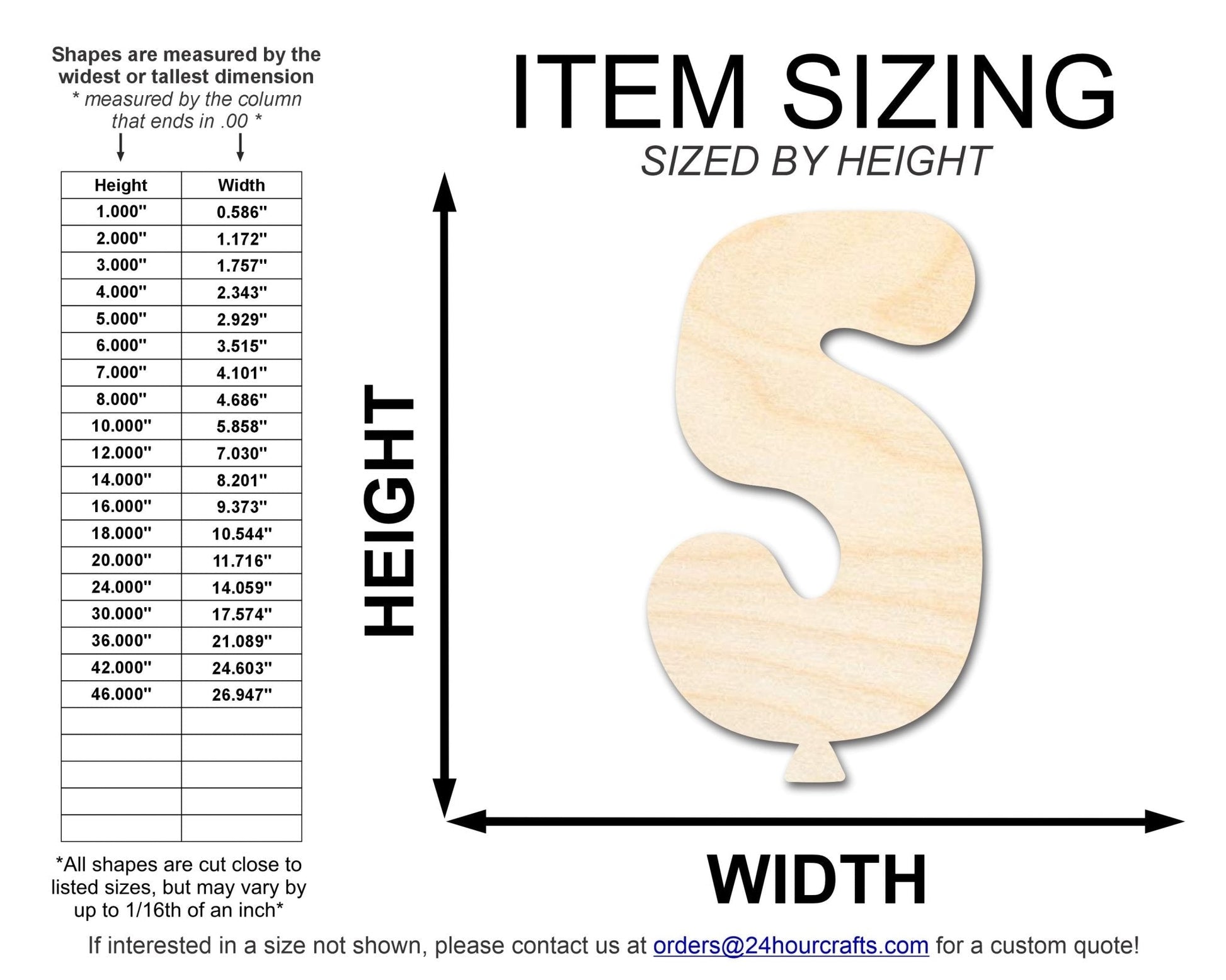 Unfinished Wood Balloon Number 5 Shape | DIY Craft Cutout | Wooden Cut Out Cutouts Blank DIY