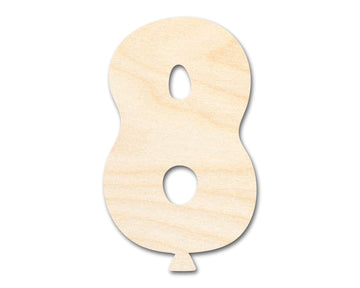 Unfinished Wood Balloon Number 8 Shape | DIY Craft Cutout | Wooden Cut Out Cutouts Blank DIY