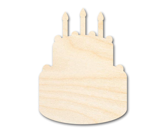 Birthday Cake Shape Wood Cutout - Unfinished Door Hanger - DIY Craft Shape Blanks - Laser Cut Shapes - Decor Cut Outs