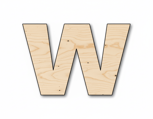 Wood Block Letter W - Craft - up to 46" DIY