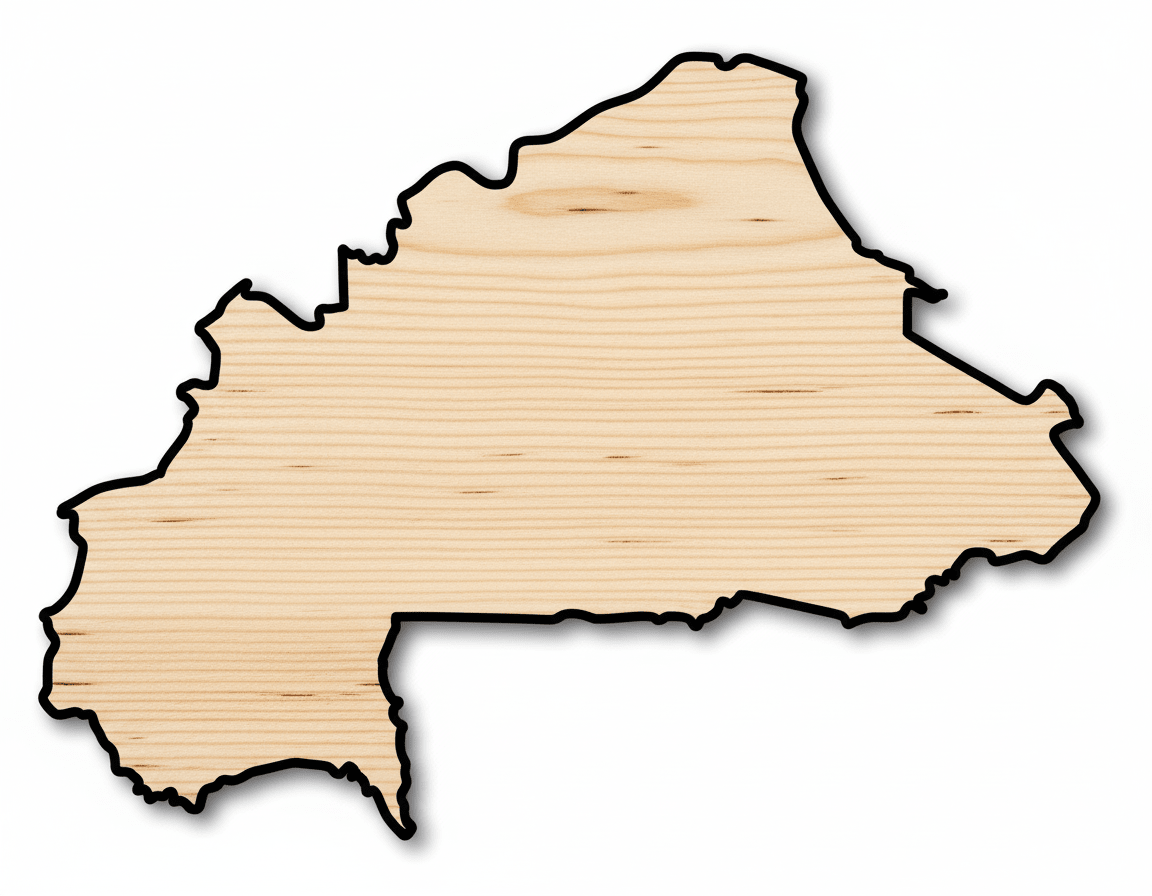 Unfinished Wood Burkina Country Shape - West Africa Craft - up to 46" DIY