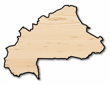 Unfinished Wood Burkina Country Shape - West Africa Craft - up to 46" DIY