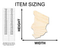 Unfinished Wood Chad Country Shape - North Central Africa Craft - up to 46