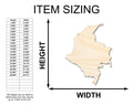 Unfinished Wood Columbia Country Shape - South America Craft - up to 46