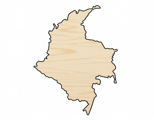 Unfinished Wood Columbia Country Shape - South America Craft - up to 46" DIY
