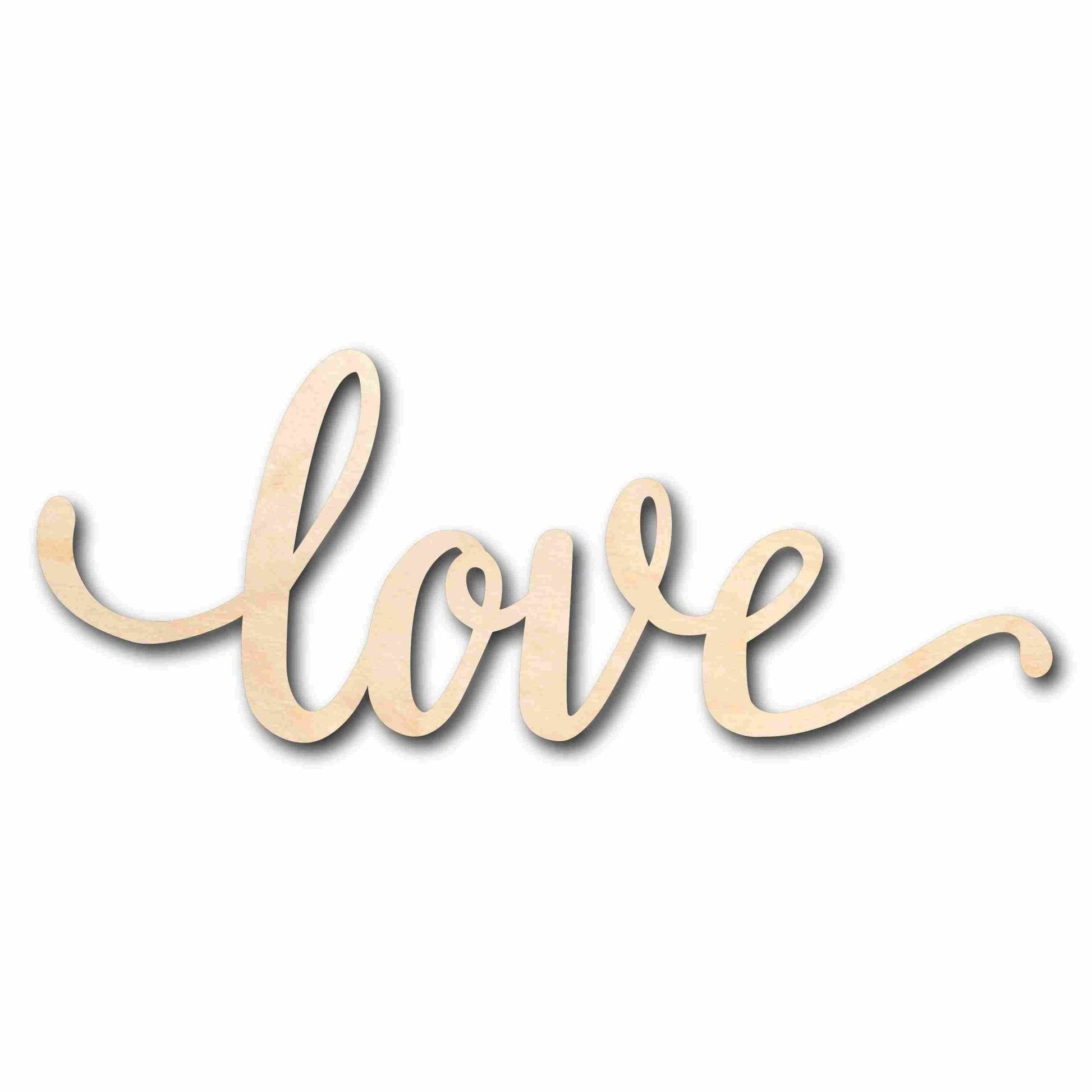 Unfinished Wood Cursive Love Craft | Valentine's Day Wedding DIY | Wooden Cut Out Cutouts Blank