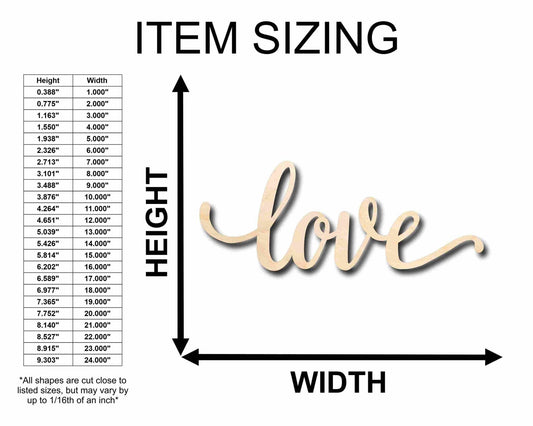 Unfinished Wood Cursive Love Craft | Valentine's Day Wedding DIY | Wooden Cut Out Cutouts Blank