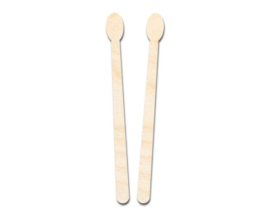 Unfinished Wood Drum Sticks Shape - Craft - up to 46"