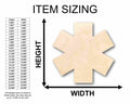 Unfinished Wood EMS Medical Life Star Badge Silhouette - Craft- up to 46