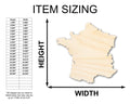 Unfinished Wood France Country Shape - European Craft - up to 46