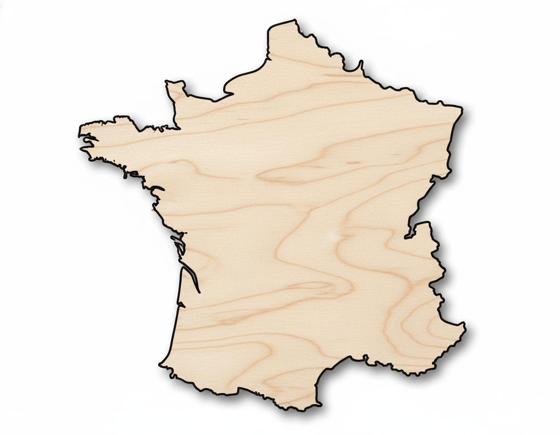 Unfinished Wood France Country Shape - European Craft - up to 46" DIY