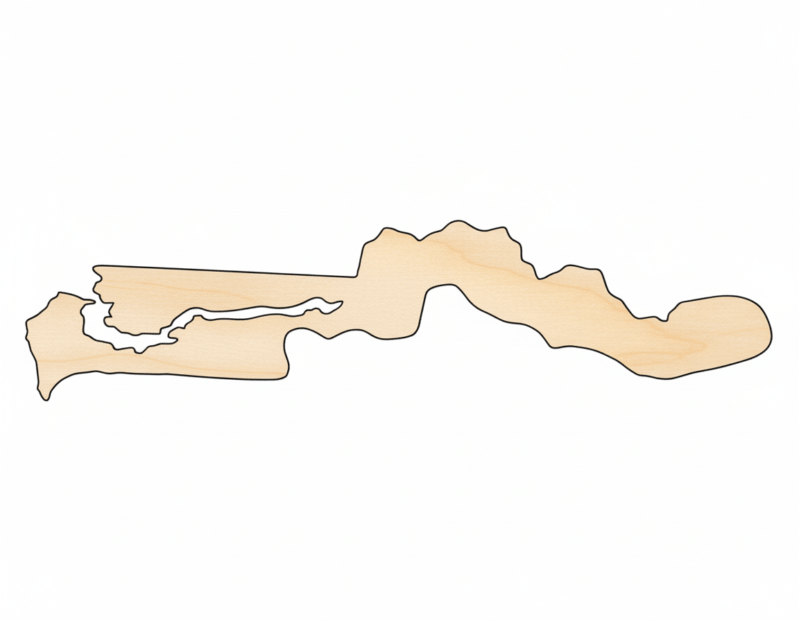 Unfinished Wood Gambia Country Shape - West African Craft - up to 46" DIY
