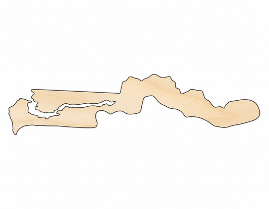 Unfinished Wood Gambia Country Shape - West African Craft - up to 46" DIY