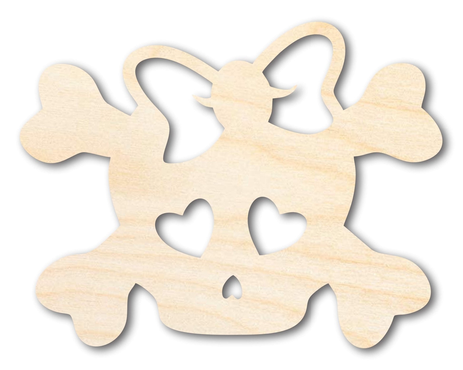 Girl Skull Shape | Craft Cutout | up to 46" DIY Wood Cutout - Unfinished Door Hanger - DIY Craft Shape Blanks - Laser Cut Shapes - Decor Cut Outs