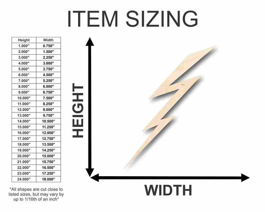 Unfinished Wood Lightning Shape - Weather - Craft - up to 46" DIY