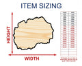 Unfinished Wood Macedonia Coutry Shape - Southeast Europe Craft - up to 46