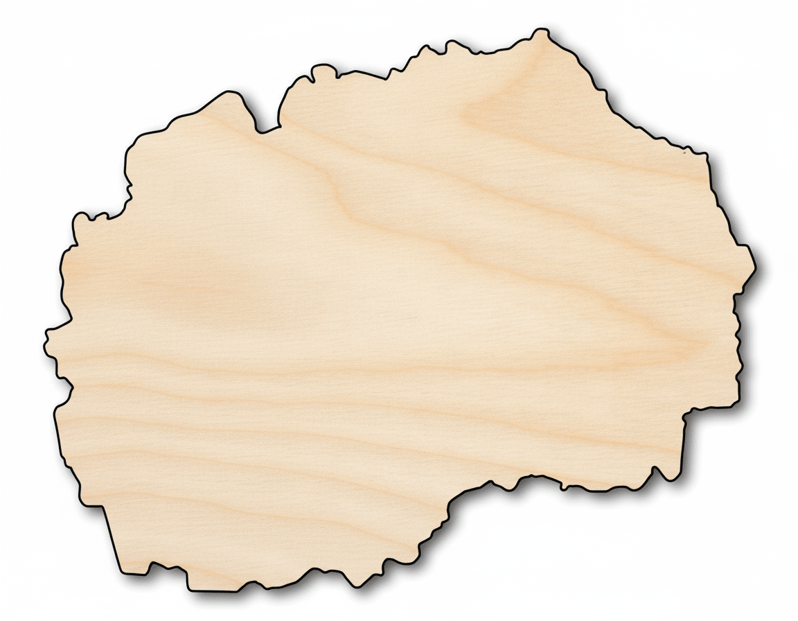 Unfinished Wood Macedonia Coutry Shape - Southeast Europe Craft - up to 46" DIY