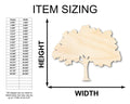 Unfinished Wood Oak Tree Shape - Craft - up to 46