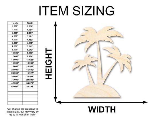 Unfinished Wood Palm Trees Shape - Craft - up to 46"