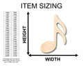 Unfinished Wood Sixteenth Note Music Art Shape - Craft - up to 46